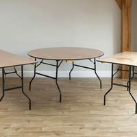 Table de salle à manger ronde moderne en bois pour 10 personnes, 153 cm (60 pouces), idéale pour événements, banquets, restaurants et mariages en extérieur - Vente en gros