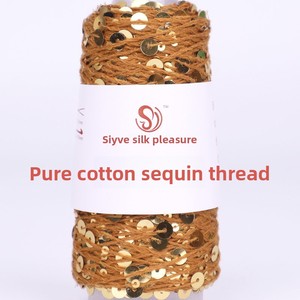 Fil à paillettes en <span class=keywords><strong>coton</strong></span> peigné pur, filé à l'anneau, petites et grandes perles 3+6, bobine spéciale, <span class=keywords><strong>pour</strong></span> tricot à la main et <span class=keywords><strong>crochet</strong></span>, pelotes <span class=keywords><strong>de</strong></span> fil en gros - Product Image 3
