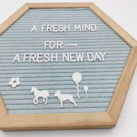Offre Spéciale cadre en bois de pin de haute qualité, ornement hexagonal à six angles en feutre, tableau de lettres pour la décoration intérieure