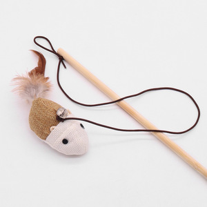 JOYSING Jouets interactifs écologiques pour chats : Baguette de chat avec plumes, cordes en plastique et mini-<span class=keywords><strong>souris</strong></span> à clochette, stimule la chasse - Product Image 6