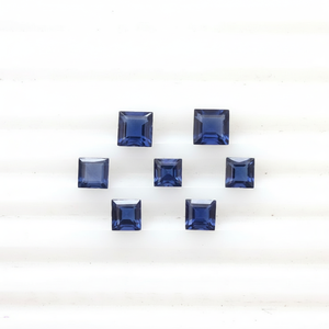 Piedras preciosas de corte cuadrado de zafiro azul Natural de 4mm, cuentas sueltas facetadas para fabricación de joyas, piedra de zafiro calibrada de mayorista - Product Image 1