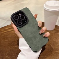 Étui en cuir suédé adapté à l'iPhone 17 Pro Max pour iPhone 16, étui souple uni, patch en cuir, protection antichoc