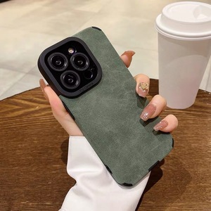 Étui en cuir suédé adapté à l'iPhone 17 Pro Max pour iPhone 16, étui souple uni, patch en cuir, protection antichoc - Product Image 5