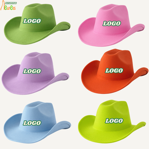 Chapeau de cowboy en feutre à large bord pour hommes et femmes, style vintage western, forme bien conservée, idéal pour les fêtes et costumes, logo personnalisé, vente en gros - Product Image 1