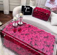 Boîte à fleurs en acrylique avec rose véritable préservée - Cadeau romantique pour la Saint-Valentin pour elle, décoration intérieure avec rose éternelle