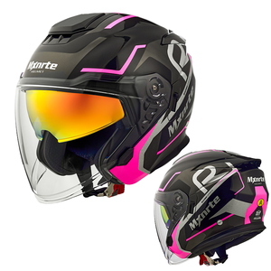 MXNRTE Maixingte 3/4 Demi <span class=keywords><strong>Casque</strong></span> Double Lentille Universel Hommes Femmes Quatre Saisons Nouvelles Personnalités Visière Motocyclistes Enfants - Product Image 1
