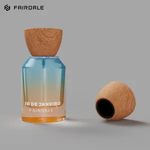 Pulverizador de luxo personalizado por atacado recarregável 30ml 50ml 100ml frascos de perfume vazios com tampa de madeira