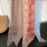 Écharpe en tissu léger écologique à motif écossais avec ruban pour filles, idéale pour les sacs