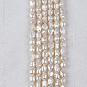 Perles d'eau douce baroques naturelles de 7-8 mm, blanches, double face brillante, faites à la main, pour bijoux DIY, trou droit, perles d'eau douce dispersées - Product Image 3