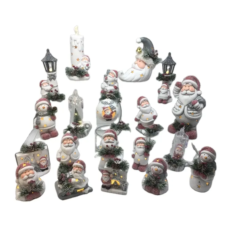 Christmas Decoration White Santa Claus Arts And Crafts Ceramic Home Indoor Outdoor Decor customized