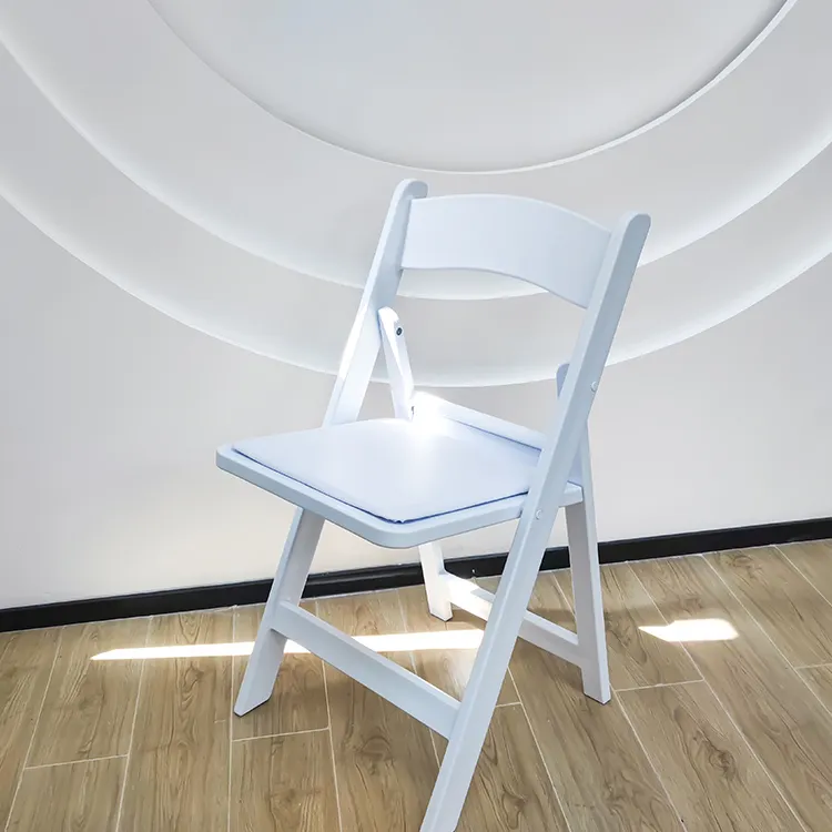 Kursi Lipat Plastik Dapat Ditumpuk, Kursi Lipat Resin Putih untuk Acara Pernikahan Luar Ruangan