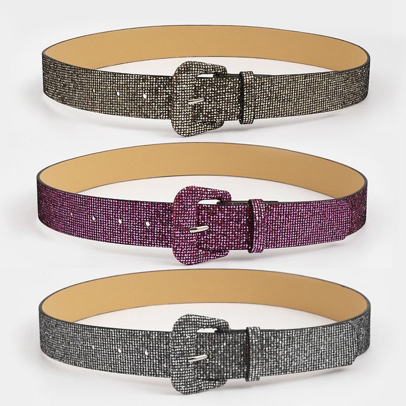 Wholesale Shiny Pu Leather Women Belt decorative pin Belt buckle for ladies dressy belts for dresses,10 Sets