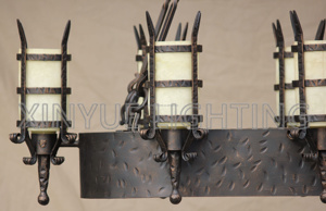 Lampadario gotico rustico in <span class=keywords><strong>ferro</strong></span> <span class=keywords><strong>battuto</strong></span> nero ciondolo Design personalizzato per progetto Hotel Villa - Product Image 3