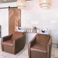Fauteuil de lavage électrique marron avec fonction massage, pour salon de coiffure, avec bac à shampoing intégré