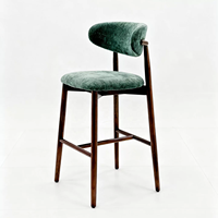 Tabouret de bar en velours personnalisé, tabouret de comptoir rembourré en bois, chaises de bar avec coussin en bois pour restaurant, café, hôtel, mobilier