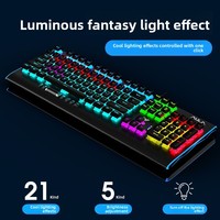 Clavier mécanique AULA/TLT F2099 à double éclairage bleu, équipement de jeu professionnel, pour cybercafés, châssis métallique, anti-ghosting