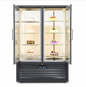 Exhibidor Refrigerado Giratorio <span class=keywords><strong>Vertical</strong></span> Comercial de Alta Calidad con Marco Negro para Pastelería y Repostería - Product Image 1