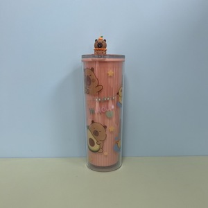 Capybara Student <b>Cup</b> 720Ml Double Wall Plastic <b>Straw</b> <b>Cup</b> With <b>Lid</b> Travel Drinkware For Kids <b>And</b> Adults - Product Image 4