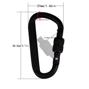 Custom Logo Black Durable Safety <b>Spring</b> Hook Screw Gate Aluminum D Shaped Carabiner <b>Clips</b> for Promotional Giveaway - Product Image 2