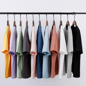 High Quality 210gsm 100% Cotton Custom Logo Streetwear T <b>Shirt</b> <b>Men's</b> Plain Dyed Blank Oversized Tshirt <b>Men's</b> T-<b>Shirts</b> - Product Image 2