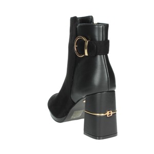 Stivaletti neri classici da donna con tacco 5cm con chiusura a Zip superiore in pelle sintetica a punta altezza aumento-8354-24 - Product Image 2