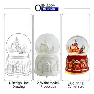 Globe à neige et globe à eau en résine personnalisés avec logo de marque d'entreprise, cadeau de luxe - Product Image 2