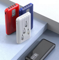 Câble intégré personnalisé 4 en 1 Chargeur portable promotionnel 10000mAh 20000mAh Chargeur de batterie de banque d'alimentation mobile Powerbank Chargeur de batterie