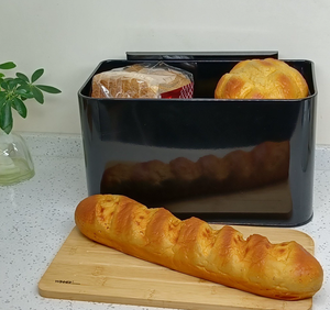 กล่องใส่ขนมปังแบบเลื่อนทำจากไม้ไผ่, กล่องเก็บขนมปังโลหะ, กล่องใส่ขนมปังบนเคาน์เตอร์ครัว, กล่องใส่ขนมปังกันฝุ่นขายส่ง - Product Image 1