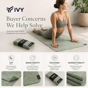 Tapis de yoga chaud en microfibre personnalisé antidérapant avec points en silicone et sangles élastiques aux coins - Product Image 3