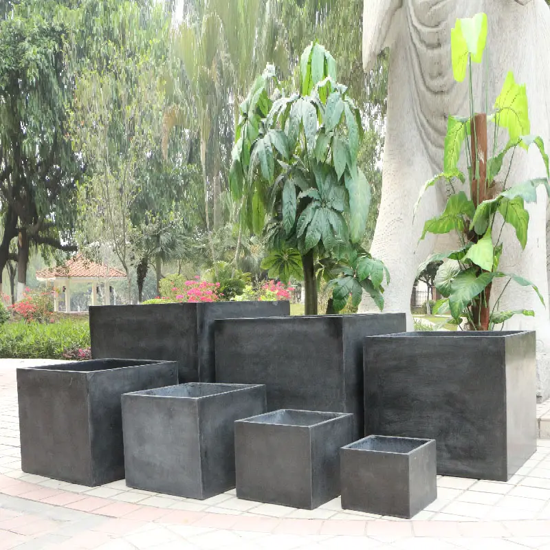 Large Square Planters box Big Stock Concrete Cement Garden Pots for Outdoor Decorations