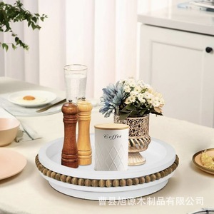 Plateau rond en bois pour bougies et aromathérapie, plateau à gâteau de restaurant, plateau à perles en bois, rotatif - Product Image 2