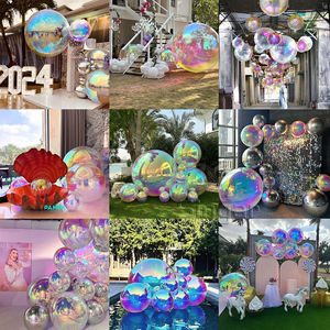 卸売価格 屋外用巨大シルバーレインボー虹色クリアプロモーション用インフレータブルカラフルディスコ反射ミラーボールモデル - Product Image 2