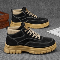 Bottes de travail pour hommes, style britannique rétro, automne 2026, mi-mollet, rehaussantes, résistantes à l'usure, à lacets avant