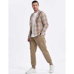 2025 chaquetas de franela de algodón para hombre, Sudadera con capucha informal a cuadros con botones y bolsillos, chaquetas ligeras de manga larga - Product Image 1