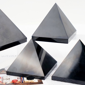 Bán Buôn Tự Nhiên Chữa Bệnh Đá Quý Đá Tay Khắc Đen Obsidian Tinh Thể Kim Tự Tháp Cho Thiền - Product Image 1