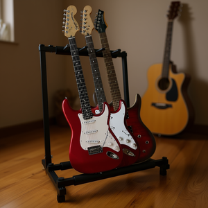 Soporte de Guitarra Grack 3N1, Plegable, Metálico, con 3 Ranuras, para Guitarras Eléctricas y Acústicas, Almacenamiento Seguro en el Suelo, Soporte para Múltiples Instrumentos - Product Image 2