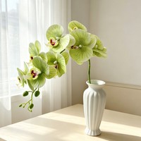 Anggrek Phalaenopsis 3D Simulasi 9 Tangkai, Bunga Sutra Buatan Gaya Film Taktil, Modern Minimalis untuk Rumah