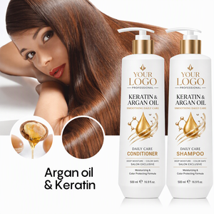 Champú y Acondicionador Profesional con <span class=keywords><strong>Keratina</strong></span> Brasileña, Aceite de Argán Natural y Colágeno - Product Image 1