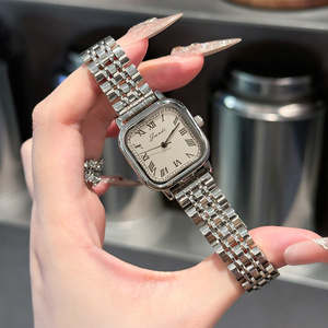 Reloj popular para mujer, reloj de cuarzo cuadrado único con correa de acero inoxidable - Product Image 2