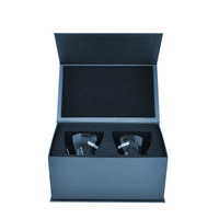 Boîte en carton bleu foncé pour un ou deux verres à vin, emballage magnétique, boîte à vin en carton avec insert