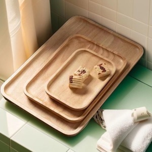 Solid Wood <b>Tray</b> Rectangular Rubberwood Serving <b>Tray</b> For <b>Tea</b> Coffee Home Dining - Product Image 2