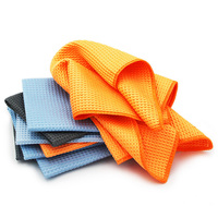 Serviette en microfibre gaufrée 300 GSM 40x40cm à motif quadrillé texturé, séchage rapide, absorbante, sans peluches, écologique pour le detailing automobile