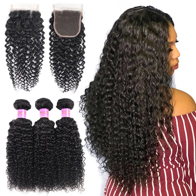 2020 Best Quality Brazilian Kinky Curly Human Hair Handtied Weft Hair Extensions Unprocessed Human Hair Wig 100%