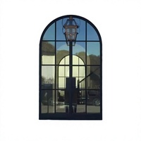 Porte extérieure commerciale Longbon en fer forgé et verre, style français cintrée, avec fonction étanche et ouverture manuelle