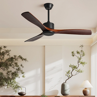 Ventilateur de plafond LED moderne décoratif 30W 3 couleurs avec télécommande, moteur DC en métal, faible consommation d'énergie, 3 pales