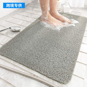 Tapis de salle de bain antidérapant en boucle de soie, rectangulaire, couleur unie, PVC imperméable, design minimaliste - Product Image 3