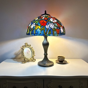 Lámpara de Mesa LED Tulipán con Cúpula de Vidrio Estilo Mediterráneo, Flexible, Ecológica, de Longhuijing, 16 Pulgadas, AC E26, para Lectura Junto a la Cama - Product Image 1