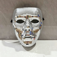 Masque miroir boule disco en mosaïque argentée pour Halloween et soirées rave