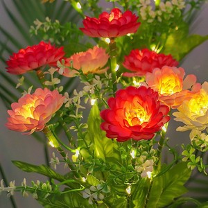 Xuhe <b>Solar</b> 7-Head <b>Flower</b> Lamp Orange Red Pink Yellow Purple Outdoor Waterproof Lawn <b>Light</b> Garden Decor - Product Image 1