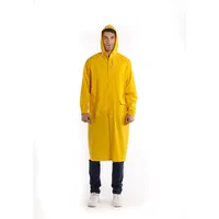Su geçirmez dayanıklı uzun PVC yağmurluk üreticisi sarı su geçirmez ağır yağmurluk yetişkin erkekler için polyester yağmurluk